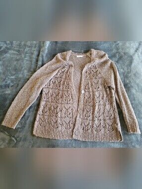 Maurices Taupe/Brown Crochet Cardigan